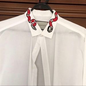 Gucci XL White Shirt with Snake Embroidery on Collar ♥️🐍 Authentic Extra Large
